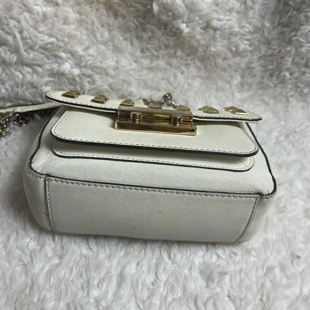 Michael Kors leather off white studded sloan shoulder bag gold tone Hard…